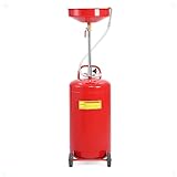 DEXSO 20 Gallon Portable Oil Drain Tank, Air Operated & Adjustable Funnel Height with Wheel for Cars Trucks Suvs, Red