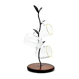 SASIDO Coffee Mugs Holders, Mug Trees for Counter, Tea Cups Storage Rack Countertop, Cafe Accessories, Breakroom Decor & Kitchen Organizer Storage Stand, Black