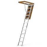 WIILAYOK Aluminum Attic Ladder - Lightweight and Portable, 375-pound Capacity Convenient Access to Your Attic, Fits 7'8'-10'3' Ceiling Heights, 22 1/2' x 54'
