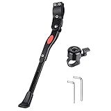 Ainiv Bike Kickstand with Hexagonal Key and Bicycle Bell, Bike Stand Height Adjustable, Compatible for Bicycle with Wheel Diameter 24-28 Inches for Mountain Bike, Road Bike, Foldable Bike,Kids Bike