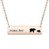 Gzrlyf Sweet Family Mama Bear Necklace,Mama-baby Necklace Mother's Day Gift,Wife Gift Jewelry (Rose gold 1 cub)