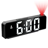 JXTZ Projection Alarm Clock, Alarm Clocks with Projection on Ceiling with 7.9' Large Display, LED Digital Clock with 4 Level Brightness, Snooze, Night Mode, Temperature, Clock for Bedroom Living Room