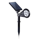 Solar Powered Spot Lights Ourdoor Waterproof Landscape Bright LED Spotlights Outside Security Lighting for Garden, Back Yard, Walkway, Driveway, Address, Accent Uplighting for Flag, Tree, Plant,Statue