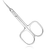 THRAU Cuticle Scissors Extra Fine for Manicure and Pedicure, Curved Blade Nail Scissors, Precise Pointed Tip Grooming Kit for Eyebrow, Eyelash, Trim Nail and Dry Skin - Small Scissors