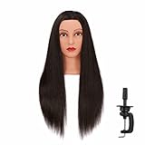 Headfix 26'-28' Long Hair Mannequin Head Stnthetic Fiber Hair Hairdresser Practice Styling Training Head Cosmetology Manikin Doll Head With Clamp Stand (6F1919LB0220)