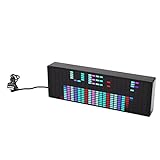 Focket LED Music Spectrum Display, RGB Colorful Audio Spectrum Analyzer with Alarm Clock & Rhythm Light, 140 Display Effects Voice Control Audio Spectrum Indicator for Electronic Lover