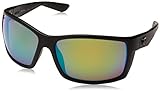 Costa Del Mar Men's Reefton Polarized Rectangular Sunglasses, Blackout/Green Mirrored Polarized-580P, 64 mm