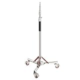 Neewer Heavy Duty Light Stand with Casters, Adjustable Tripod Stand with 100% Stainless Steel, Photography Wheeled Base Stand for Studio Softbox, Monolight, Reflector, Max Height: 10ft/305cm