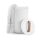 SAMEAT Heated Towel Warmers for Bathroom - Large Towel Warmer Bucket, Wood Handle, Auto Shut Off, Fits Up to Two 40'X70' Oversized Towels, Bathrobes, Blankets, PJ's and More