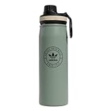 adidas Originals 600 Ml (20 Oz) Metal Water Bottle, Hot/Cold Double-Walled Insulated 18/8 Stainless Steel, Silver Green/Black/Wonder Beige, One Size
