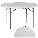ZenStyle Folding Table, Indoor Outdoor Portable Plastic Dining Card Table Utility Table for Camping Dining Event Party, White (Round, 48'x48')