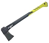 MLTOOLS Splitting Axe X28A - Camping Axe with Fiberglass Ergonomic Handle, High Carbon Steel Head - Torque & Weatherproof Survival Axes and Hatchets - Non-Slip Grip - Protection Guard & Lock - 28”