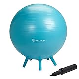 Gaiam Kids Stay-N-Play Children's Balance Ball - Flexible School Chair Active Classroom Desk Alternative Seating | Built-In Stay-Put Soft Stability Legs, Includes Air Pump, 52cm, Blue