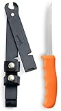 CUTCO Fisherman's Solution #5721 with 6 - 9' Adjustable Blade and 5.4' ORANGE Handle. Pivoting sheath doubles as a gripper; built-in, notched line cutter and sharpening stone.