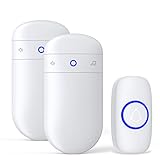 Wireless Doorbell, SECRUI Door bell Over 1000ft Coverage with 2 Plug-In Receivers, Waterproof Push button, 52 Chimes, 110dB loud Sound and Colorful LED Flash