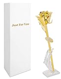 24K Gold Dipped Rose – Real Rose Gold Plated – Gift for Her-Valentine's Day, Anniversary, Mothers Day, Christmas, Birthday, with Gift Box and Stand