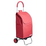 Amazon Basics Folding Shopping Cart Converts into Dolly, 36 inch Handle Height, Red