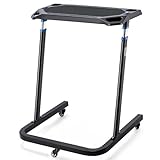 CXWXC Indoor Cycling Desk - Adjustable Height Computer Stand Non-Slip Surface - Portable Bike Trainer Fitness Desk with Lockable Wheels