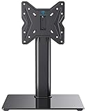 PERLESMITH Swivel Universal TV Stand / Base - Table Top TV Stand for 19-39 inch LCD LED TVs / Monitor / PC - Height Adjustable TV Mount Stand with Tempered Glass Base, VESA 200x200mm, PSTVS07