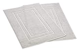 Feather & Stitch 100% Cotton Terry Bath Mats 2 Piece Towel Like Bath Mats (30x21 Inch) Hotel Spa Bathroom Shower Step Out Tub Floor Mats [NOT A Bathroom Rug] Soft Absorbent Washable Mats (Sliver)
