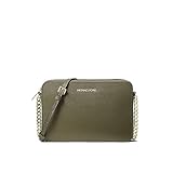 Michael Kors crossbody bag for women Jet Set Large Saffiano Leather Crossbody purse, Light sage