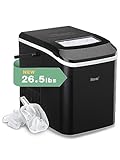 WANAI Ice Maker Countertop Portable Ice Maker Machine Self-Cleaning 26lbs/6-8Mins/24Hrs Ice Machine with Two Ice Cube Sizes and Scoop & Basket for Home/Office/Bar/RV Use