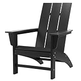 Poly Lumber Adirondack Chair, All-Weather Resistant Outdoor Patio Chairs, Look Like Wood, Pre-Assembled Outdoor Fire Pit Chair for Pool, Deck, Backyard, Garden, Black