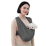 COOLWAVE Dog Sling Carrier Front Pack, Dog Sling Chest Carrier for Small Dogs, Hands Free Cotton Cat Sling with Adjustable Strap (Medium, Dark Grey)