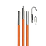 Klein Tools 56312 Lo-Flex Fish Rod Set, with Splinter Guard Coating and Stainless Steel Connectors, Bullet Nose and Hook Attachments, 12-Foot