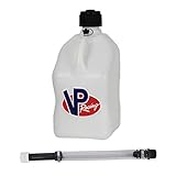 VP Racing Fuels 5-Gallon Motorsport Racing Liquid Fuel Jug Utility Can Container and Deluxe 14-Inch Hose with Hose Cap and Rubber Gasket, White