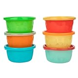 The First Years Take & Toss Toddler Bowls Set - Reusable Toddler Snack Cups - Toddler and Baby Snack Containers with Snap On Lids - Ages 9 Months and Up - 8 Oz - 6 Count