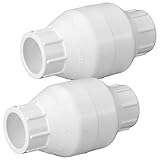 Geetery PVC Inline Check Valve Solvent Connections White Plastic Backflow Preventer Pipe Fittings Check Socket Schedule (2 Pcs, 3/4 Inch)