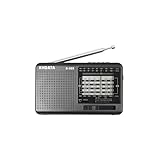 XHDATA D-328 Shortwave AM FM DSP Portable Small Multi Band Radio Stereo MP3 Player with Rechargeable Battery Earphone Jack Portable Multimedia Speaker with USB Micro SD Card Jack (Grey)