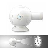 PolyGens LED Analog Projection Clock with Night Light 360° Rotating Brightness & Size Adjustable Desktop Ceiling Mount Projector Clock for Home Deco (White)
