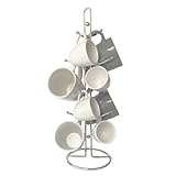 Evelots Countertop Coffee Mug/Teacup Organizer Stand/Rack/Tree-Hooks Hold 8 Large Mugs-Modern Chrome Finish-Coffee Bar Accessory