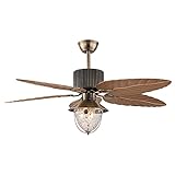 Palm Island Bali Ceiling Fan with 52-Inch Five-Blade Indoor/Outdoor Ceiling Fan, Palm Leaf Blades Remote Control, Tropical Style, Bronze， for Living Room/Dining Room/Hall