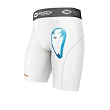 Shock Doctor Compression Shorts with Protective Bio-Flex Cup, Moisture Wicking Vented Protection, Youth Size White