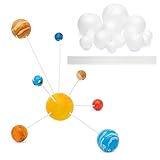 24 Piece DIY Solar System Model Kit with 14 White Foam Balls and 10 Bamboo Sticks for Science Projects
