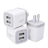 USB Plug, USB Wall Charger 3 Pack, GiGreen Dual Port USB Electrical Plug Cube 5V 2.1A Charging Block USB Outlet Plugs Compatible iPhone 15 14 13 12 11 X 8,Samsung S24 S23 S20 S10 S9 S8 Note 20,LG,Moto