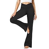 ZOOSIXX Black Flare Yoga Pants for Women, Crossover Soft Bootcut Leggings