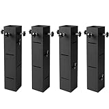 Nbguigdstr 4 Pack Furniture Bed Risers-Adjustable Heights(3.2'/6'/8.7'/11.5'),Heavy Carbon Steel for Dorm Twin XL Bed,Queen Bed Frame-Furniture Risers for Chair/Couch/Table/Sofa/Desk/Bed Lifters-Black