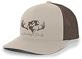 Heritage Pride Deer Hunting Fishing Duck Hunt Mens Embroidered Mesh Back Trucker Hat, Khaki/Brown