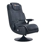 X Rocker Pro Lounging Video Gaming Pedestal Chair, with Vibration, Wireless Audio Force Modulation Technology, 2 Speakers & Subwoofer, Armrest, Leather, 5139601, 24' x 40' x 24', Black