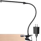 LEPOWER Led Clip on Light/Reading Light, 5W Book Light for Reading in Bed with Gooseneck, Adjustable Color Temperature Clip Light, Perfect for as Reading Light and Piano Light, Metal, Black