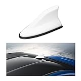 Augeny Car Shark Fin Antenna Cover, Super Functional Car AM/FM Radio Signal Roof Aerial Cover with Adhesive Tape Base, Vehicle Accessories Antenna Replacement for Car SUV Truck Van (White)