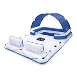 Bestway Hydro-Force Tropical Breeze 6 Person Inflatable Party Island Water Float Lounger with 6 Cup Holders, Backrests, and Detachable Sun Shade