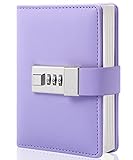 CAGIE Journal with Lock Personal Secret Diary Mini Locking Diary for Girls Adults Women Lock journal Combination Locked Writing Travel Notebook Macaron Purple