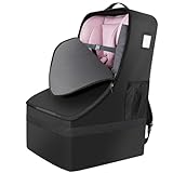 bruwaa Car Seat Bags for Air Travel, Large Durable Car Seat Travel Bag for Airplane, Airport Gate Check Bag, Infant Car Seat Cover for Airplane Travel - Black