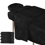 4 Sets Soft Microfiber Massage Table Sheets Set Bulk 3 Piece Set Includes Massage Table Cover, Massage Fitted Sheet, and Massage Face Rest Cover (Black)