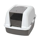 Catit Airsift Jumbo Hooded Cat Litter Pan, Warm Gray - Privacy and Easy Access for Cleaning - Ideal for Larger Cat Breeds or Multiple Cat Households